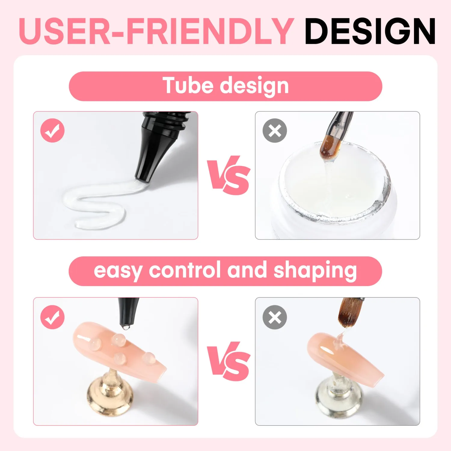 UNA GELLA 3D Gel Nail Art, Sculpting Gel Nail Glue 15g for Nails Tips, Chrome Nails Powder and Nail Charms, 4 in 1 No Wipe Clear Lamp Curing Needed for Drawing, Molding and Party Nail Art