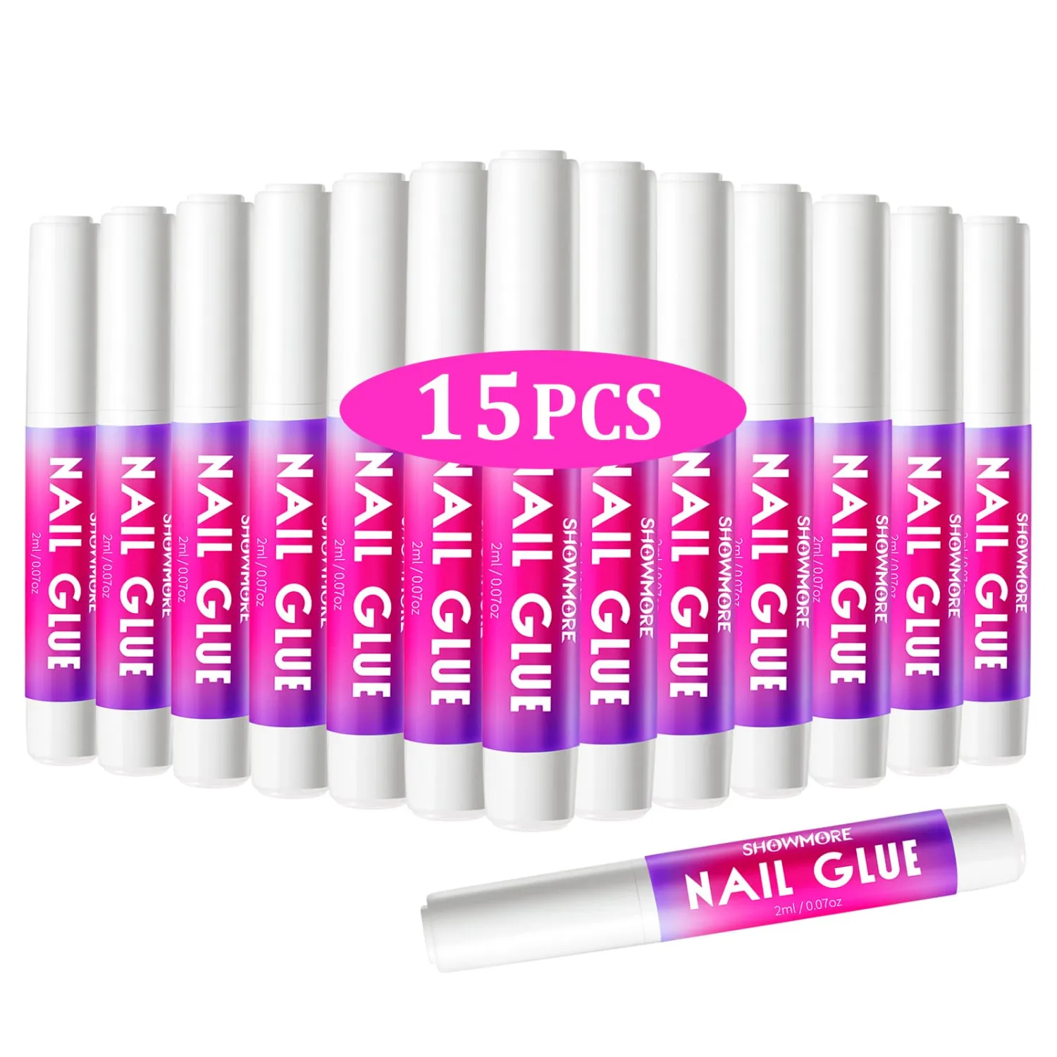 15Pcs 1.05Oz Super Strong Nails Glue for Press On Nails Acrylic Nail Tips - Long Lasting Nail Glue for Fake Nails False Nails Tips Broken Nails | Safety Non-Toxic