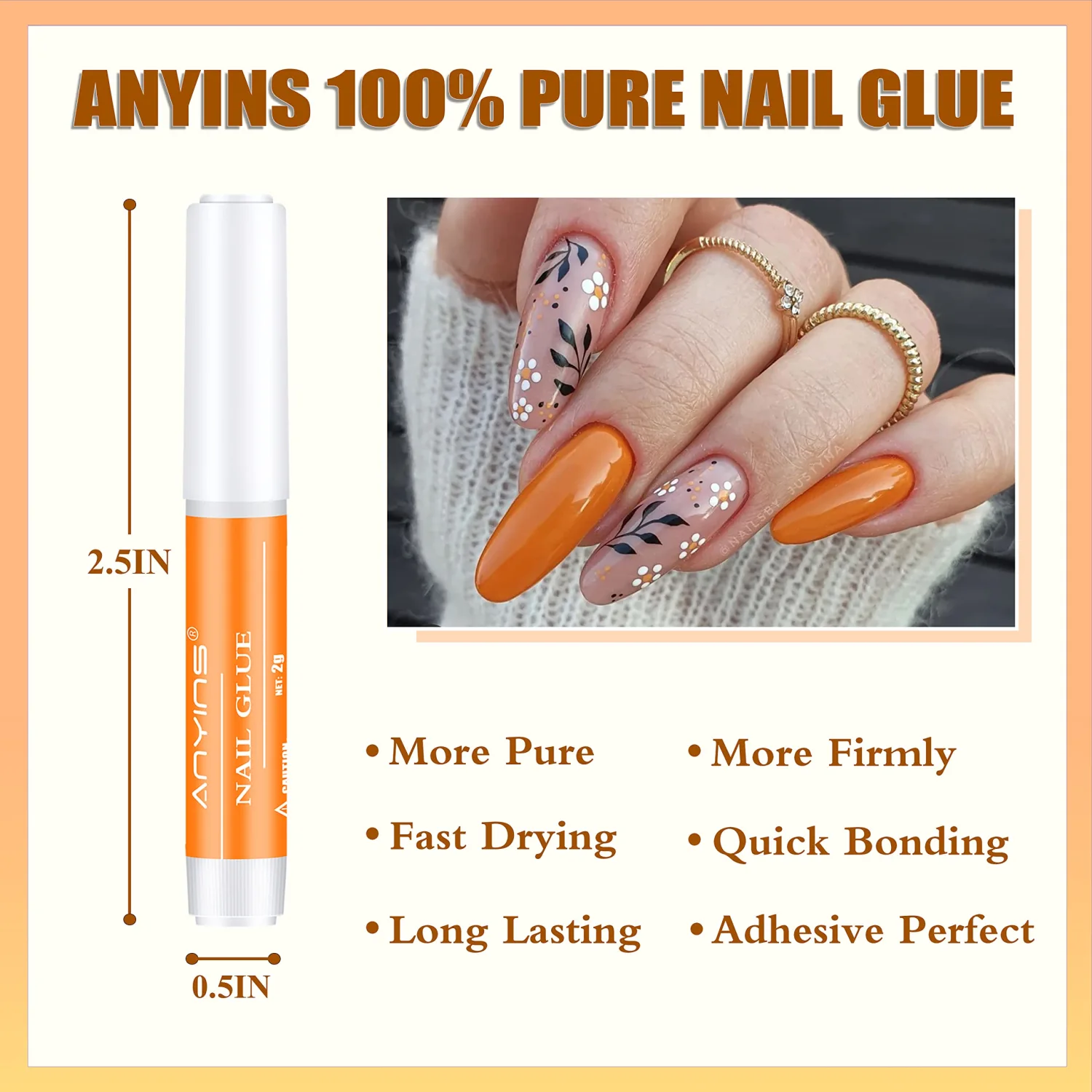 Nail Glue, 10PCS Super Strong Nail Glue for Acrylic Nails Long Lasting Adhesive for Press On Nails Professional Acrylic Non-Toxic Adhesive Strong Hold for Home DIY 0.07OZ/PCS