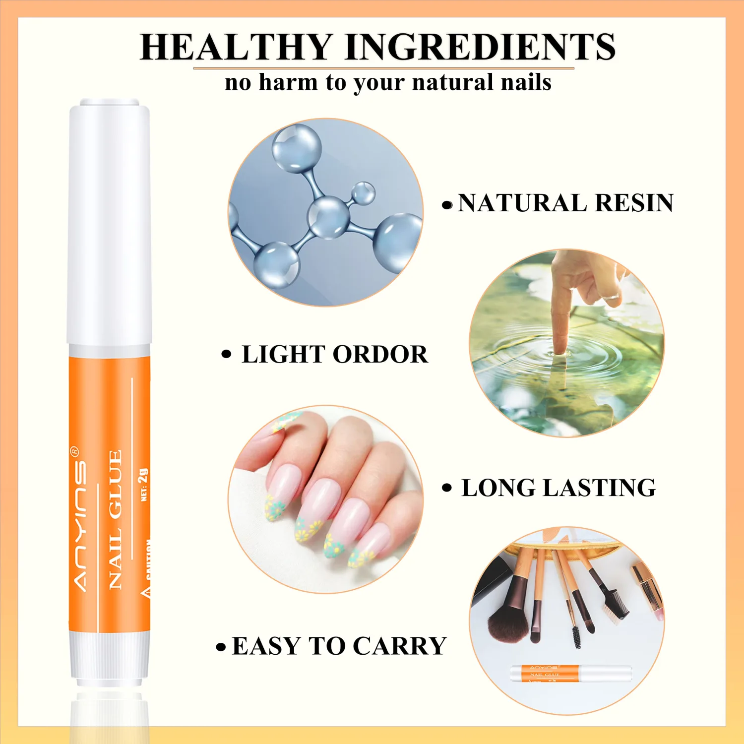 Nail Glue, 10PCS Super Strong Nail Glue for Acrylic Nails Long Lasting Adhesive for Press On Nails Professional Acrylic Non-Toxic Adhesive Strong Hold for Home DIY 0.07OZ/PCS