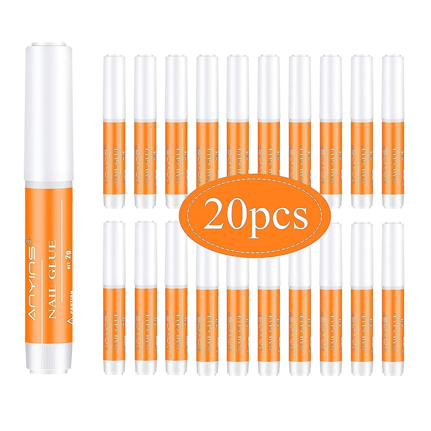 Nail Glue, 20PCS Super Strong Nail Glue for Acrylic Nails Long Lasting Adhesive for Press On Nails Professional Acrylic Non-Toxic Adhesive Strong Hold for Home DIY 0.07OZ/PCS
