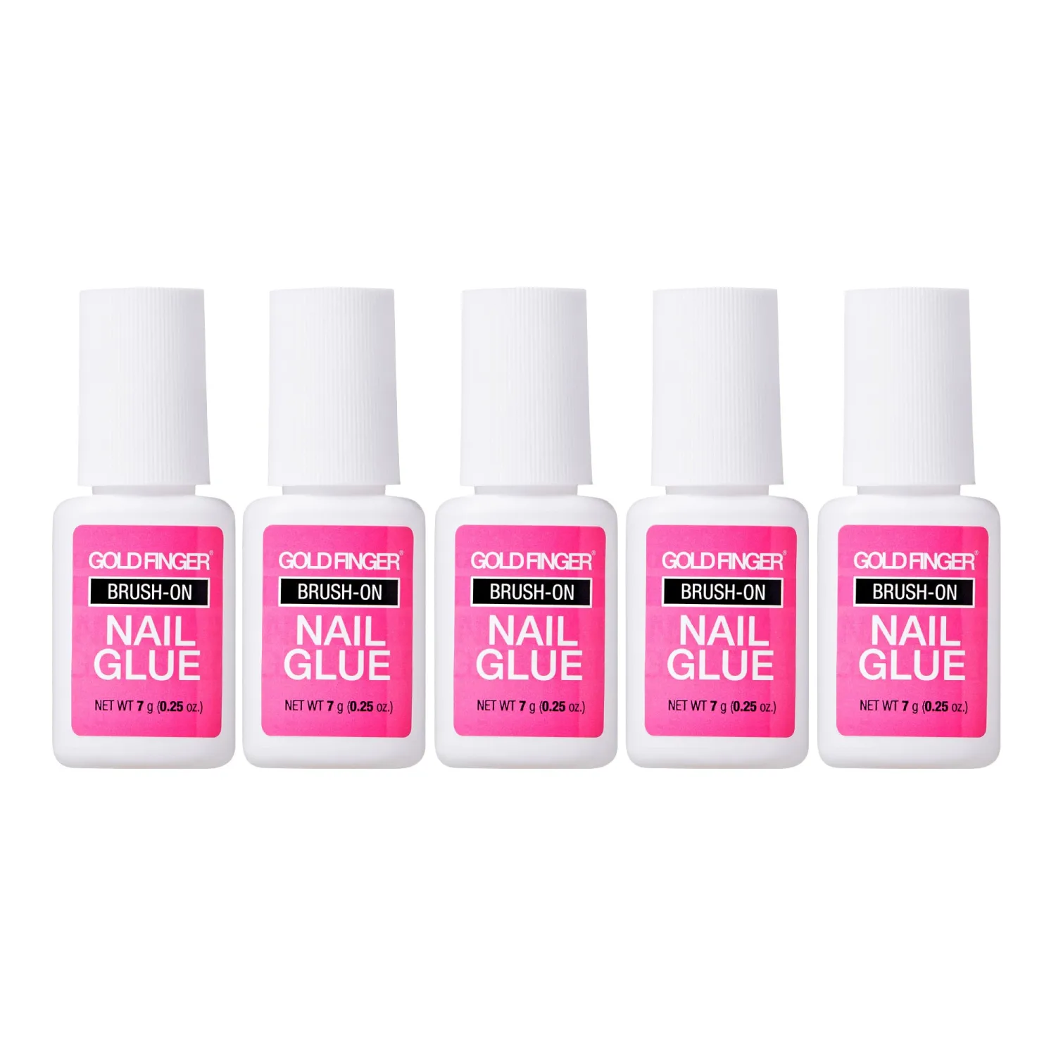 GOLDFINGER Brush-On Nail Glue, Effortless Easy Application with Strong, Fast-Setting Liquid Adhesive, Hassle-Free, Durable Ultra Hold for Perfect Nail Bonding 5pcs (5pcs)