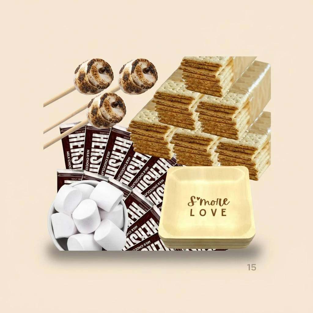 [400 Piece] Wedding/Party Bulk S'mores Kit - Makes Up To 108 S'mores - Includes 12" Roasting Sticks, Chocolate, Graham Crackers, Plates and Marshmallows