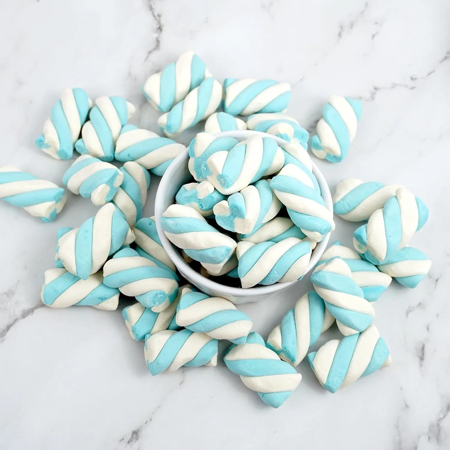 The Hampton Candy Company Blue & White Marshmallow Twists, 8.8 Oz. Bag, Blue Candy, Bulk Marshmallows