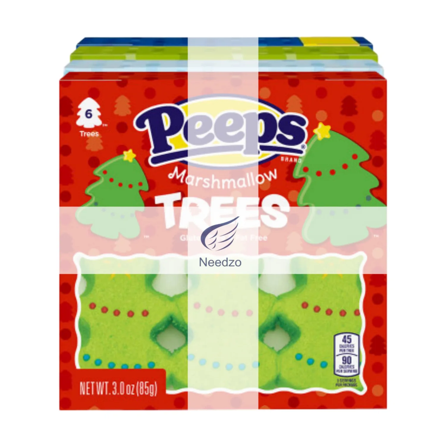Needzo Christmas Candy Marshmallows, Colorful Sugar Coated Character Shaped Marshmallow Stocking Stuffers (Pack of 4) 24 Pieces