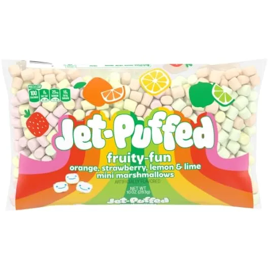 Kraft Jet-Puffed Fruity Fun Mallow | 2-Pack | Orange, Strawberry, Lemon and Lime Miniture Marshmallows | 10 Ounce Bag | By GreenZep