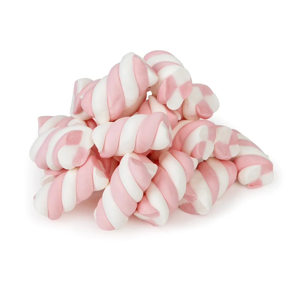 The Snackery Large Marshmallow Twists, Pink & White Puffy Ropes,17.6 Oz Bag