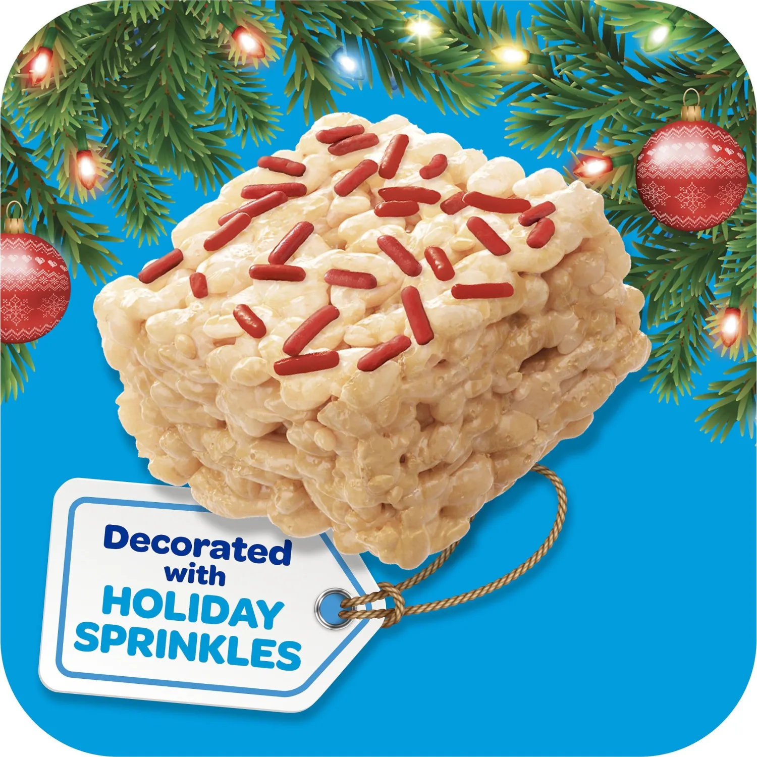 Rice Krispies Treats Mini Marshmallow Cereal Bars, Holiday Snacks, Snack Bars, Original with Holiday Sprinkles, 12.4oz Box (32 Bars)
