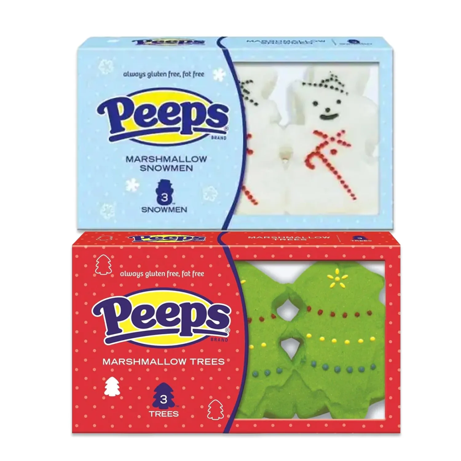 Christmas Peeps Marshmallow Candy Variety 12 Pack- 4 Flavors of Christmas Marshmallow Peeps Christmas Candy, Christmas Stocking Stuffers, Christmas Candy Stocking Stuffers, Peeps Snowmen, Candy Cane