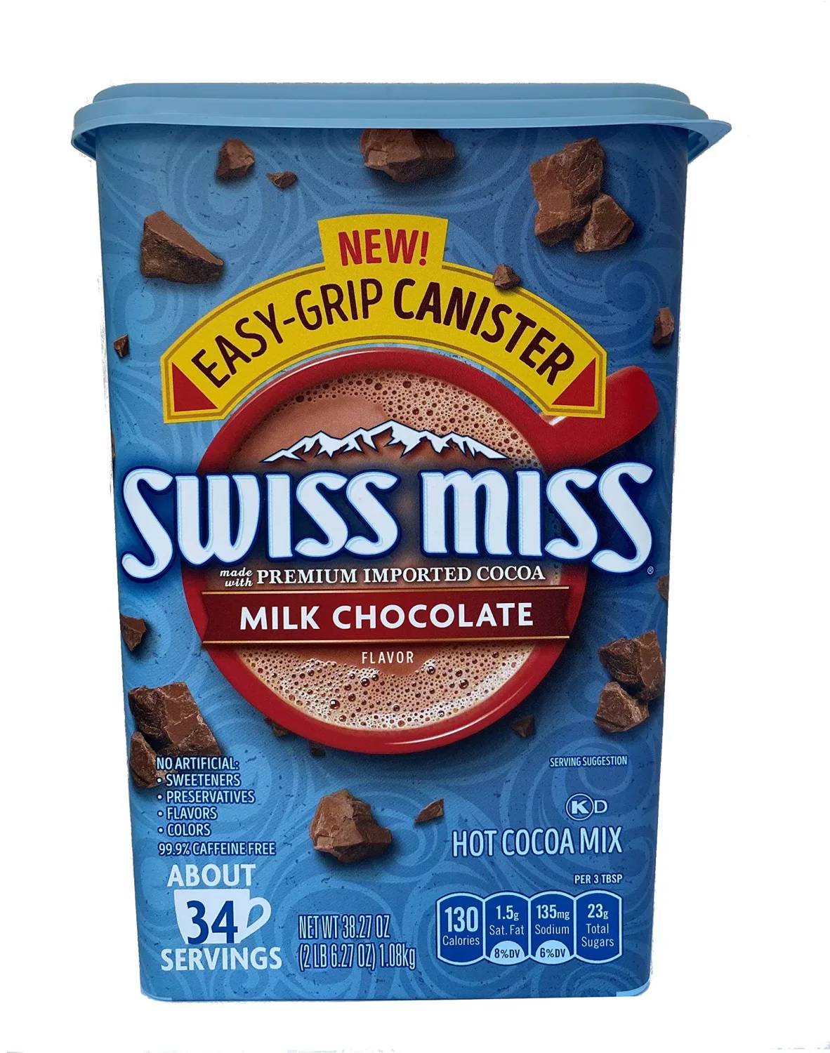 SWISS MISS Milk Chocolate Flavored Hot Cocoa Mix, 38.27 OZ Square Canister