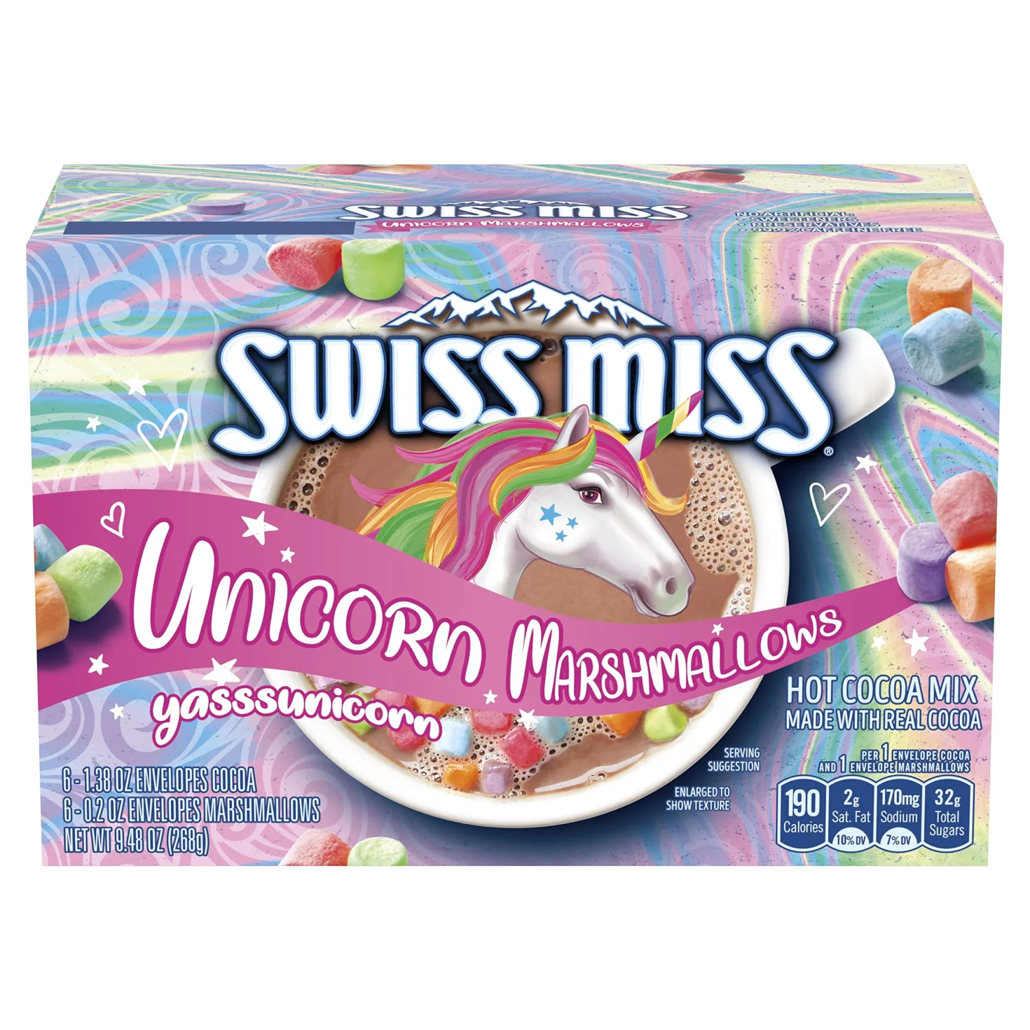 Swiss Miss Unicorn Marshmallows Hot Cocoa Mix, 6 Count Hot Cocoa Mix Packets