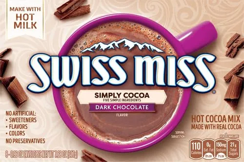 Swiss Miss Simply Cocoa Dark Chocolate Flavored Hot Cocoa Mix, 8 Count Hot Cocoa Mix Packets