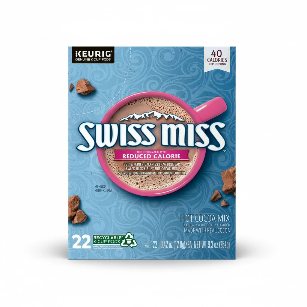 Swiss Miss Hot Cocoa Single-Serve K-Cup, Reduced Calorie, Box of 22