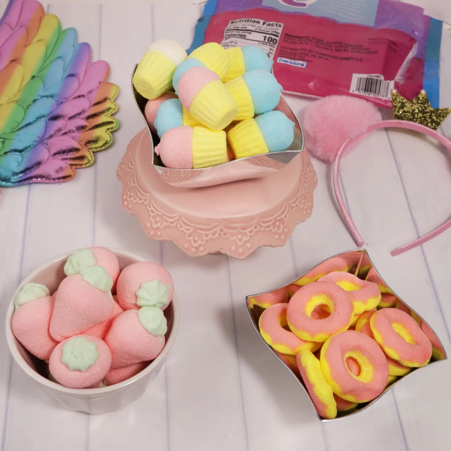 Sweetzo - Vanilla Cupcake Marshmallows, Dessert Toppers and Candy Bowl Fillers, Bulk Bags, 7 Ounces Each (Pack of 3)