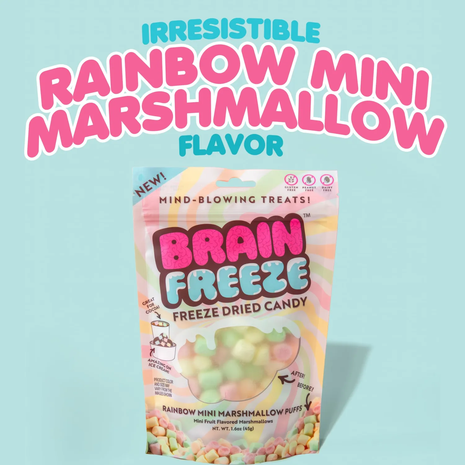 BRAIN FREEZE™ RAINBOW MINI MARSHMALLOW PUFFS