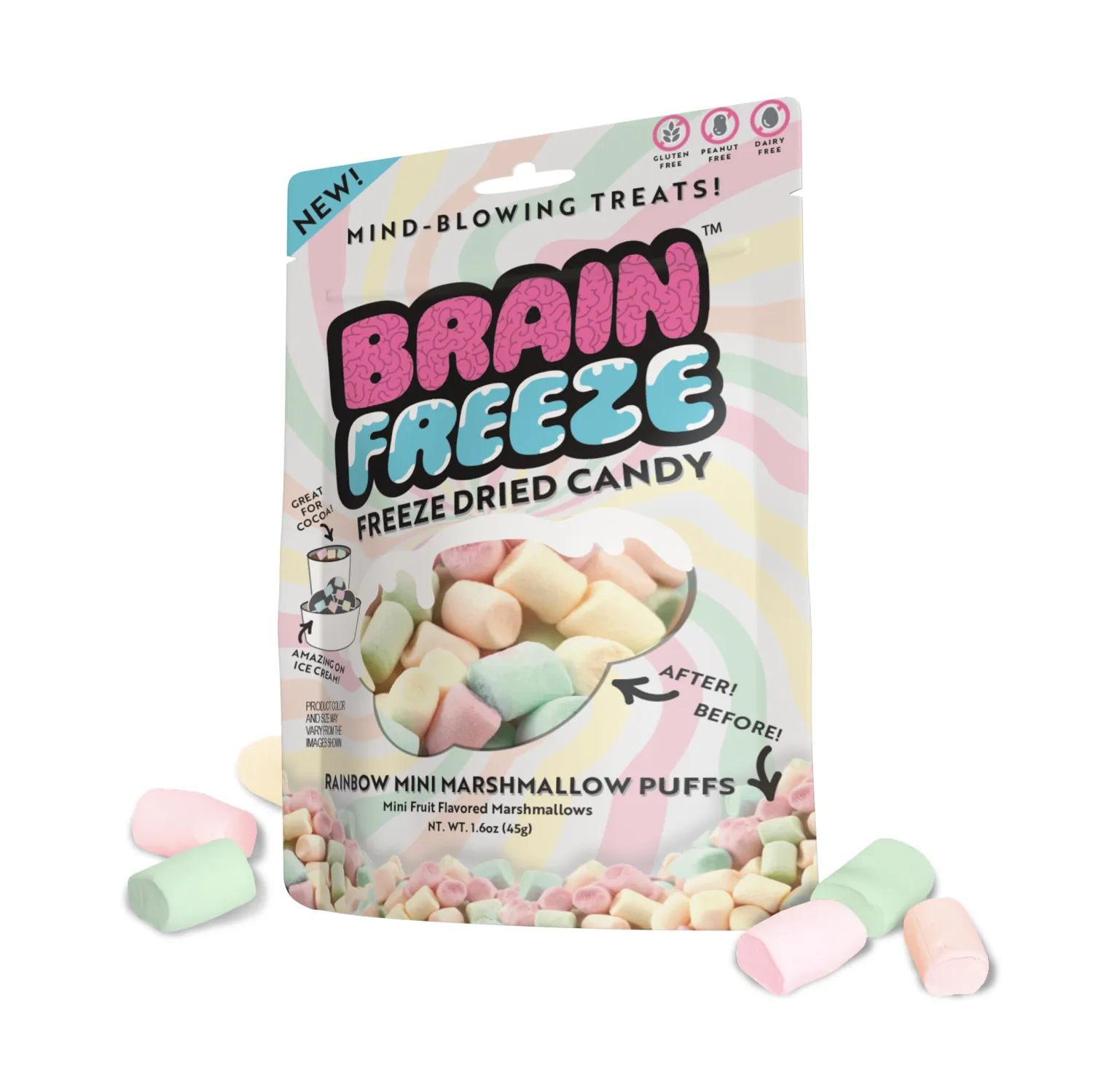 BRAIN FREEZE™ RAINBOW MINI MARSHMALLOW PUFFS