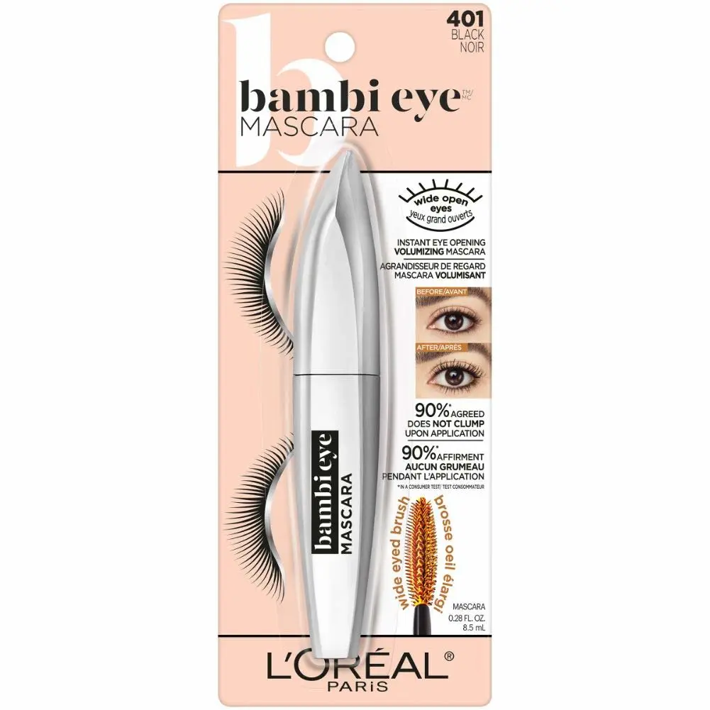L’Oréal Paris Cosmetics Bambi Eye Washable Mascara, Lasting Volume, Black, 0.28 fl. oz.