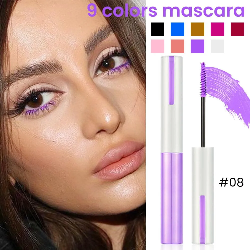 BINGBRUSH Colored Mascara for Eyelashes with Comb Set,Colorful Waterproof Mascara Long lasting Charming Voluminous Mascara for Women Cruelty Free Vegan Eye Makeup (1Pc 08#grape purple)