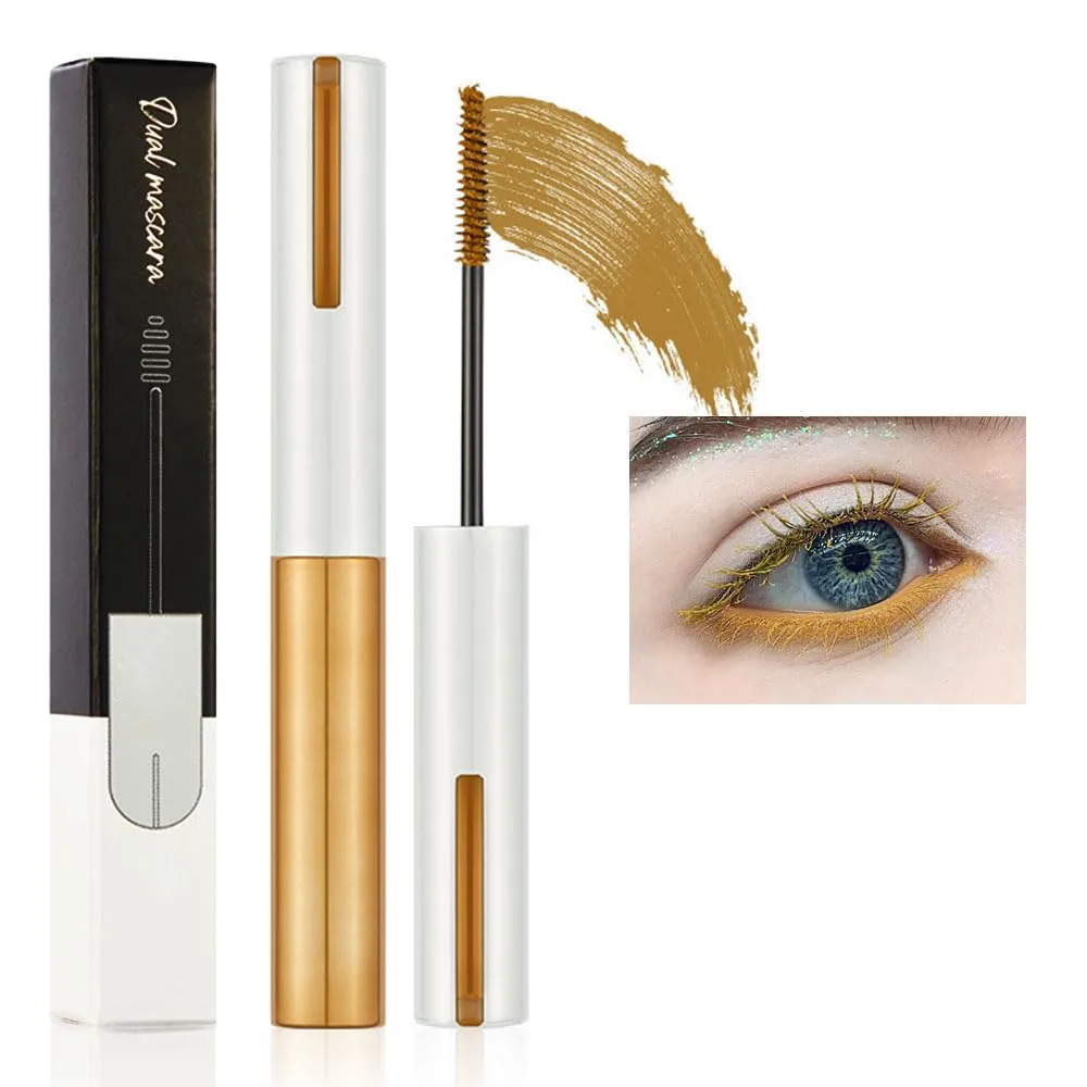 Colored Mascara for Eyelashes with Comb Set,Colorful Waterproof Mascara Long lasting Charming Voluminous Mascara for Women Cruelty Free Vegan Eye Makeup(C-1Pc 03#gold, C)