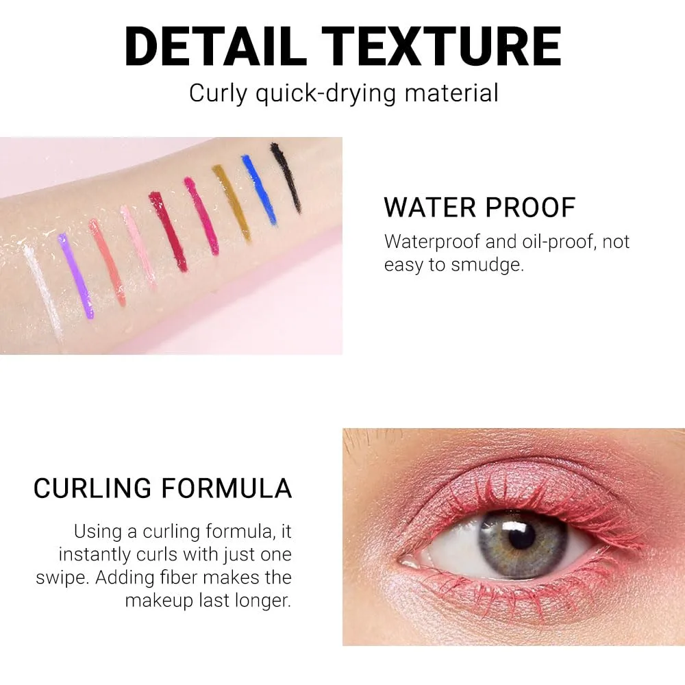 Colored Mascara for Eyelashes with Comb Set,Colorful Waterproof Mascara Long lasting Charming Voluminous Mascara for Women Cruelty Free Vegan Eye Makeup (C-1Pc 07#apricot, C)