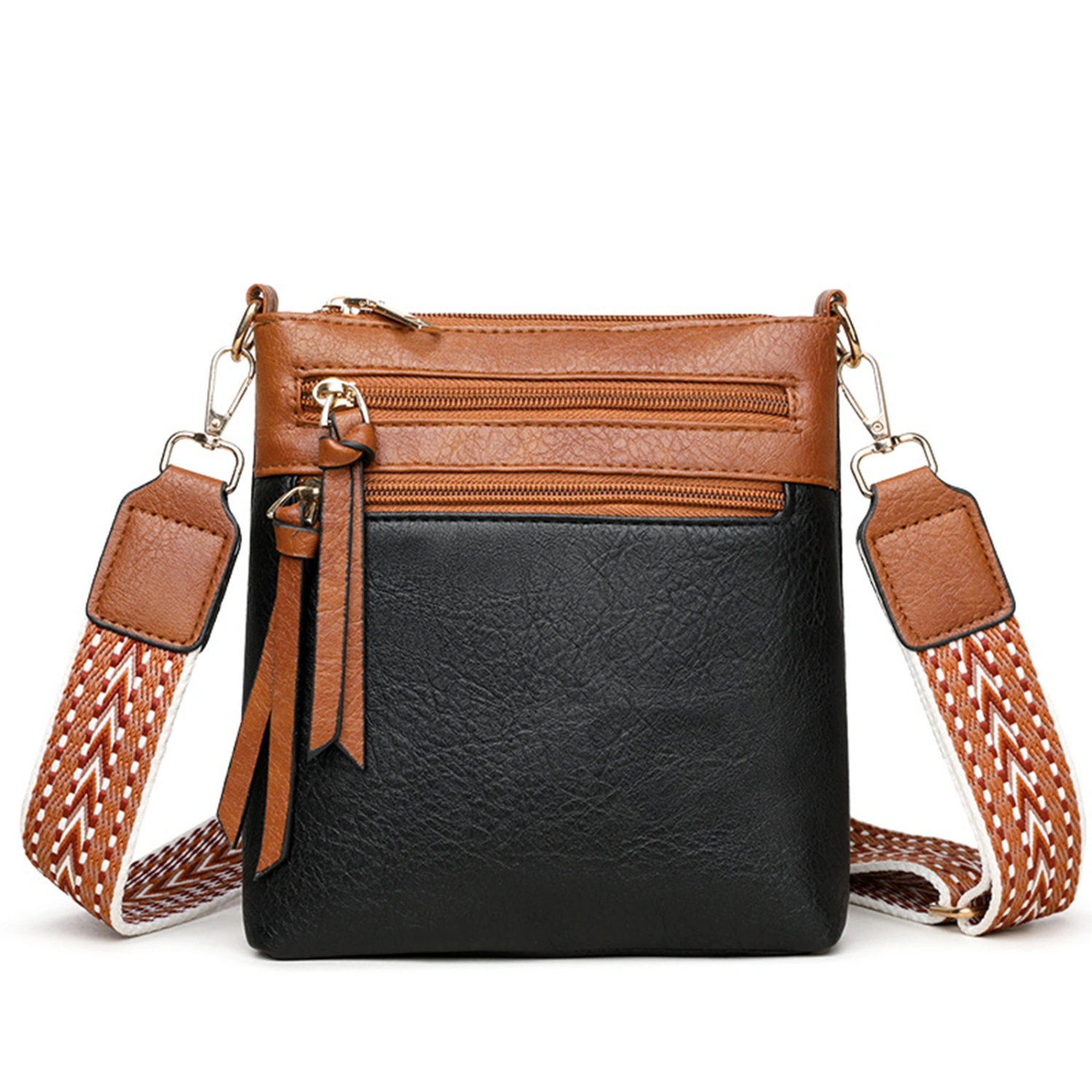 Women Crossbody Bag with Adjustable Strap Multiple Zipper Shoulder Bag
