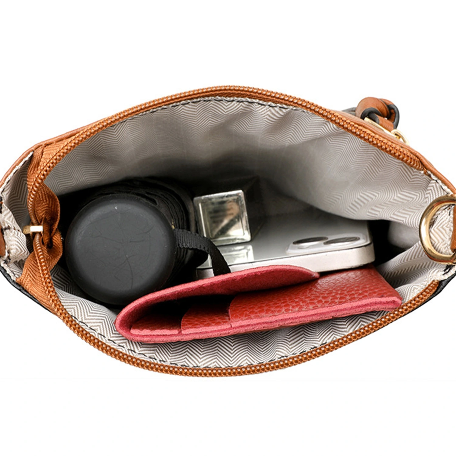 Women Crossbody Bag with Adjustable Strap Multiple Zipper Shoulder Bag
