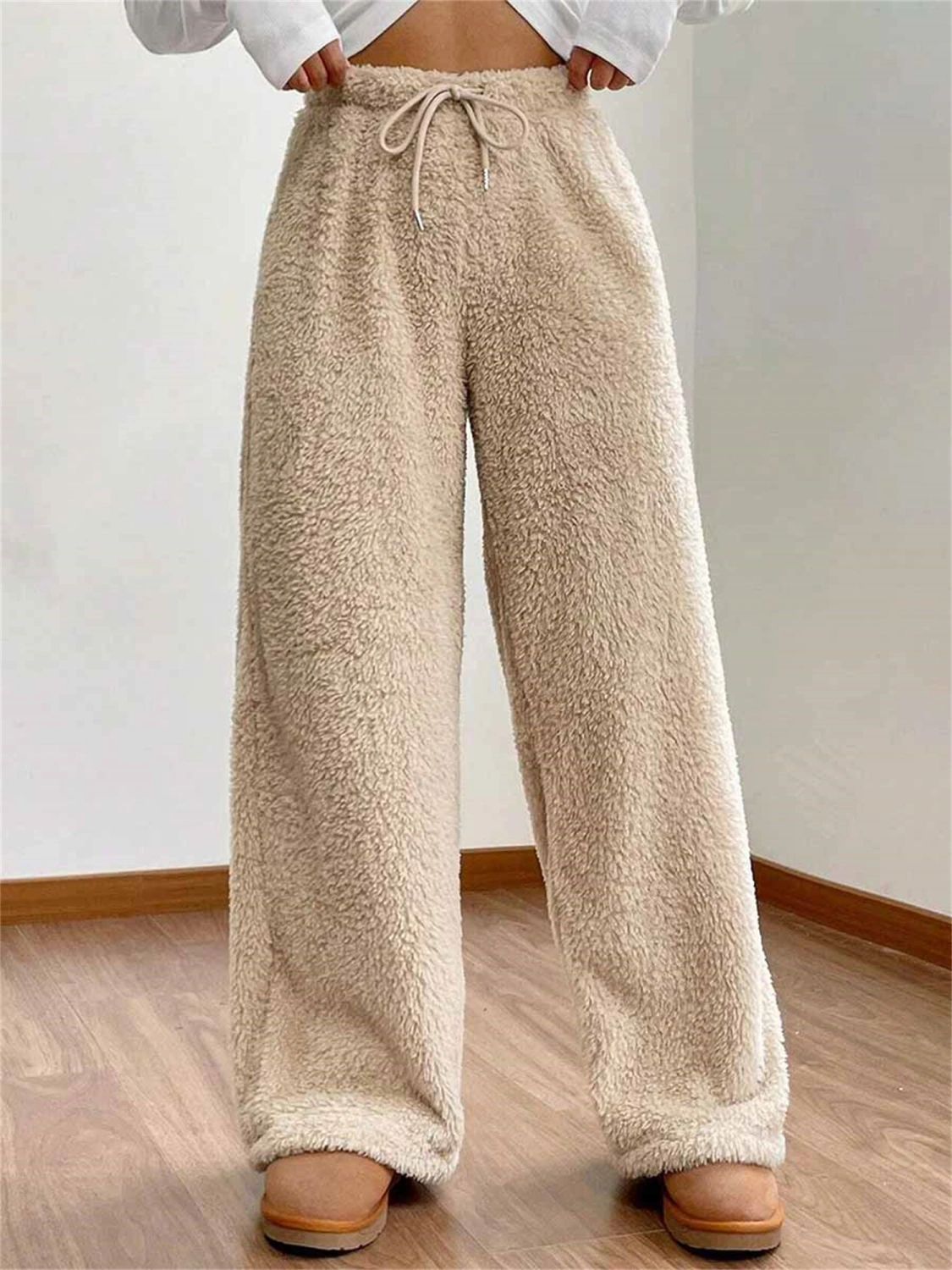 Women's Lounge Pants Solid Color Elastic Waist Loose Casual Pants