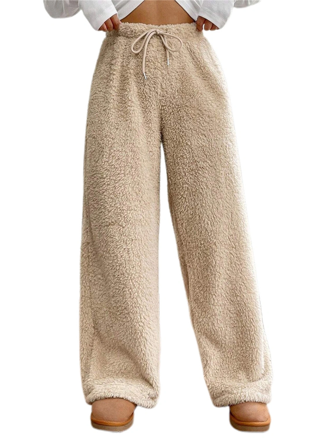 Women's Lounge Pants Solid Color Elastic Waist Loose Casual Pants