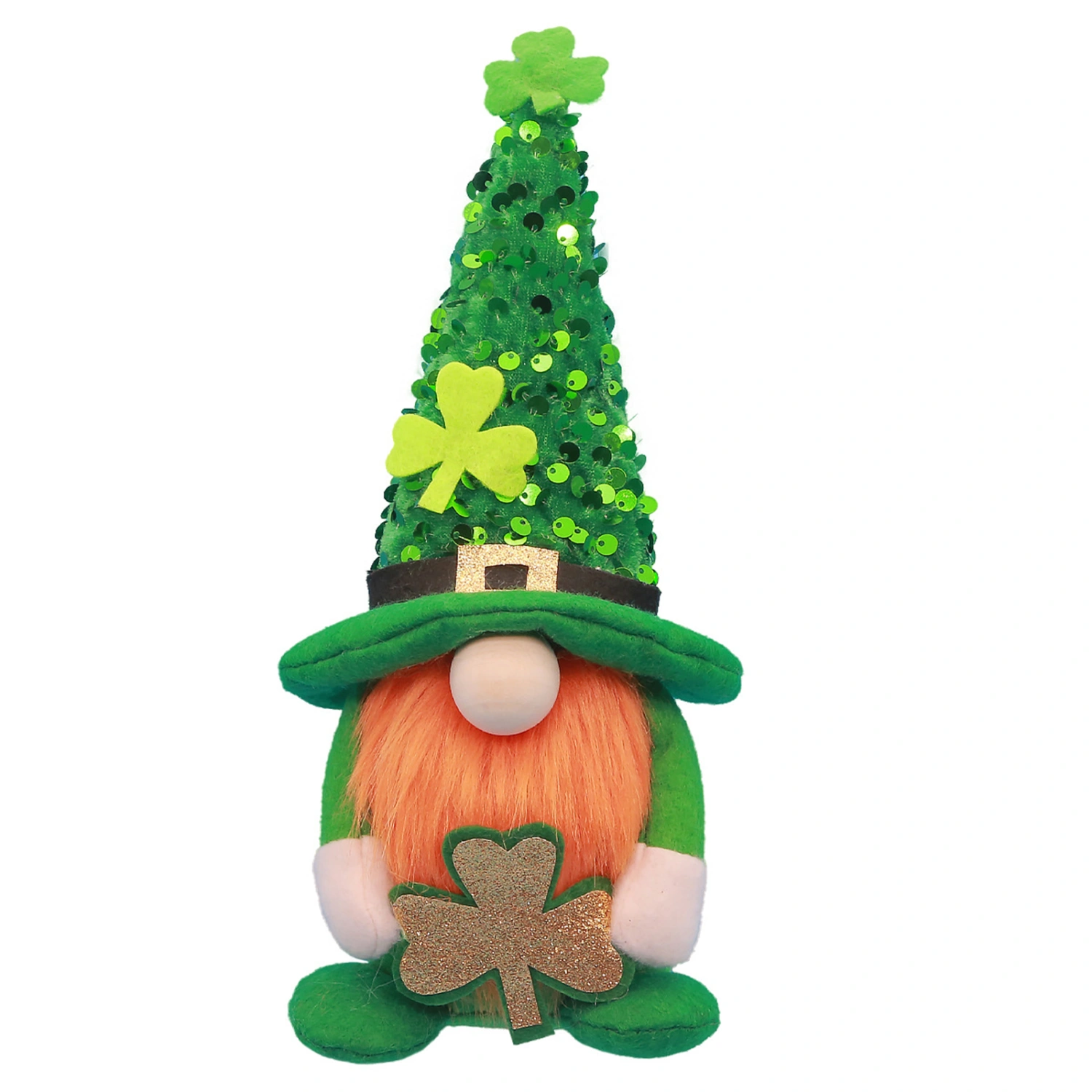 Irish Day Gnomes Cute Plush Handmade Sequined Shamrock Hats Gnomes 