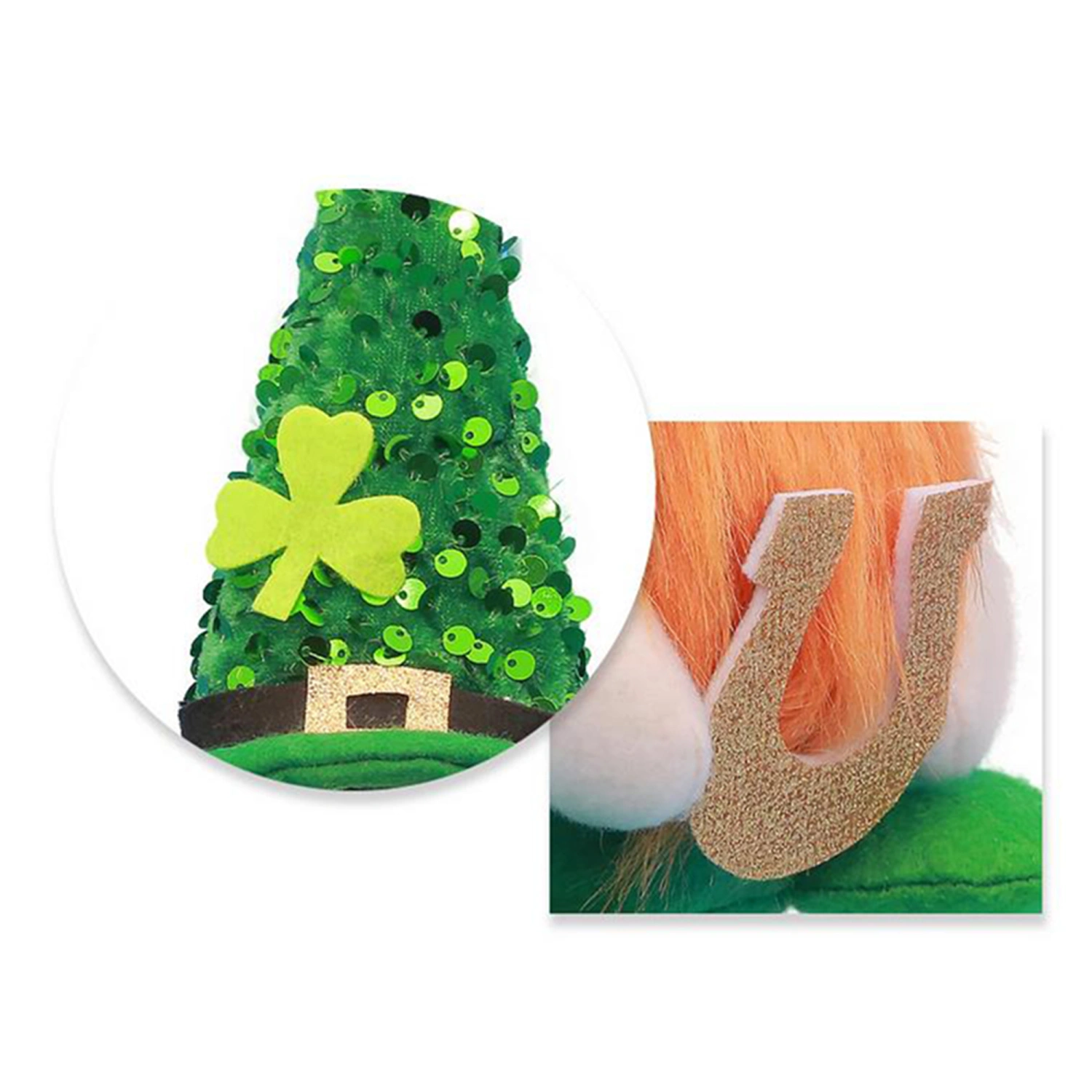 Irish Day Gnomes Cute Plush Handmade Sequined Shamrock Hats Gnomes 