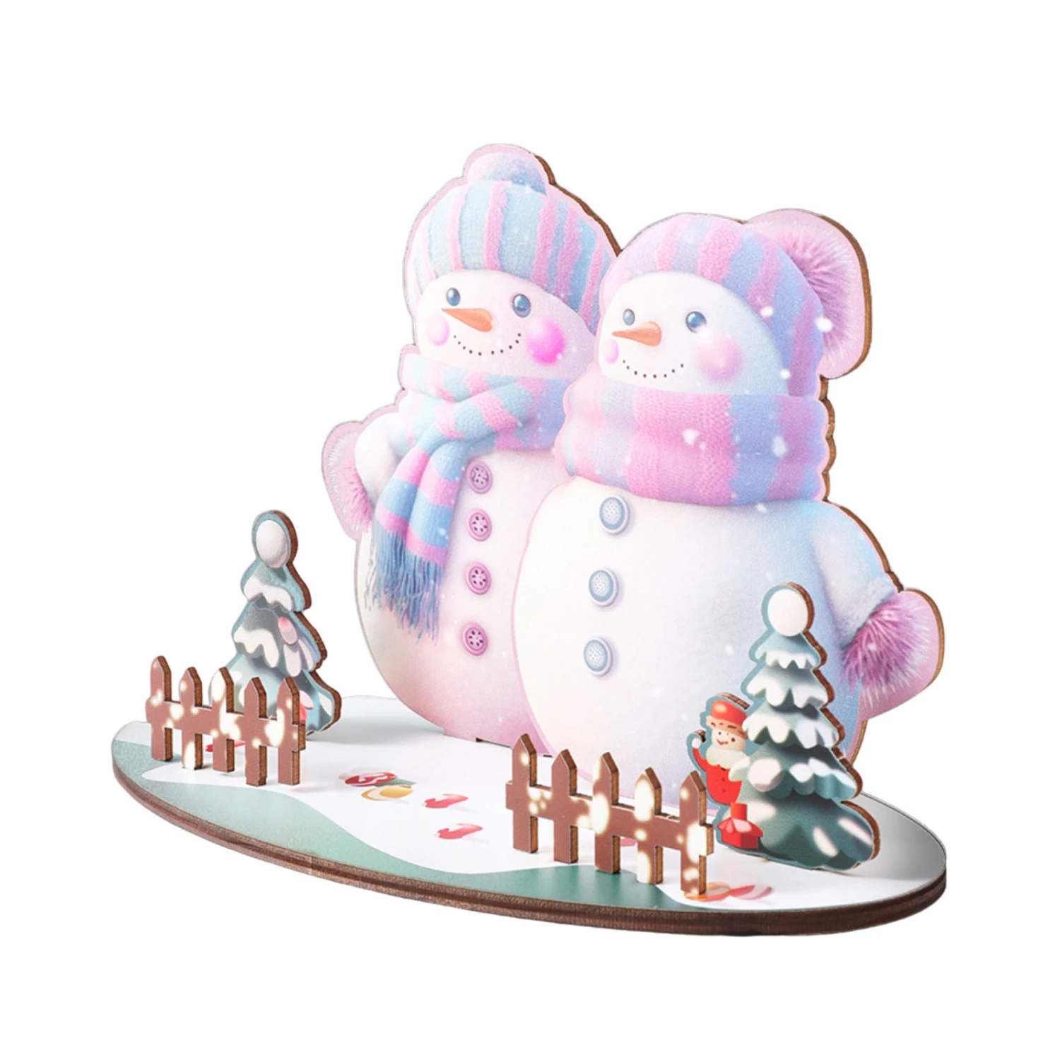 Christmas Desk Ornament Cute Snowman Couple Table Sign Ornament