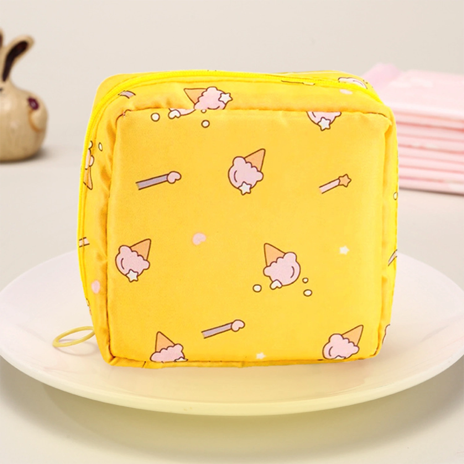 Women Sanitary Napkin Storage Bag Multipurpose Printed Coin Purse