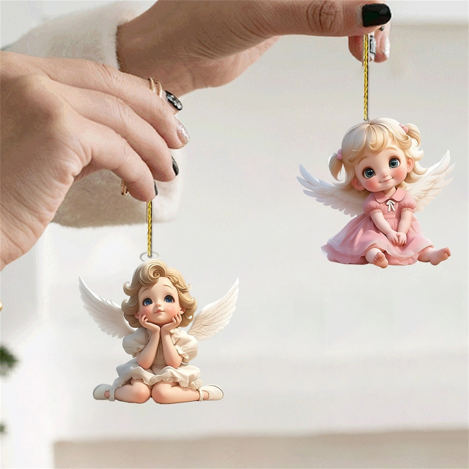 Angel Keychain Pendant Cute 2D Flat Acrylic Ornament Handbag Charms