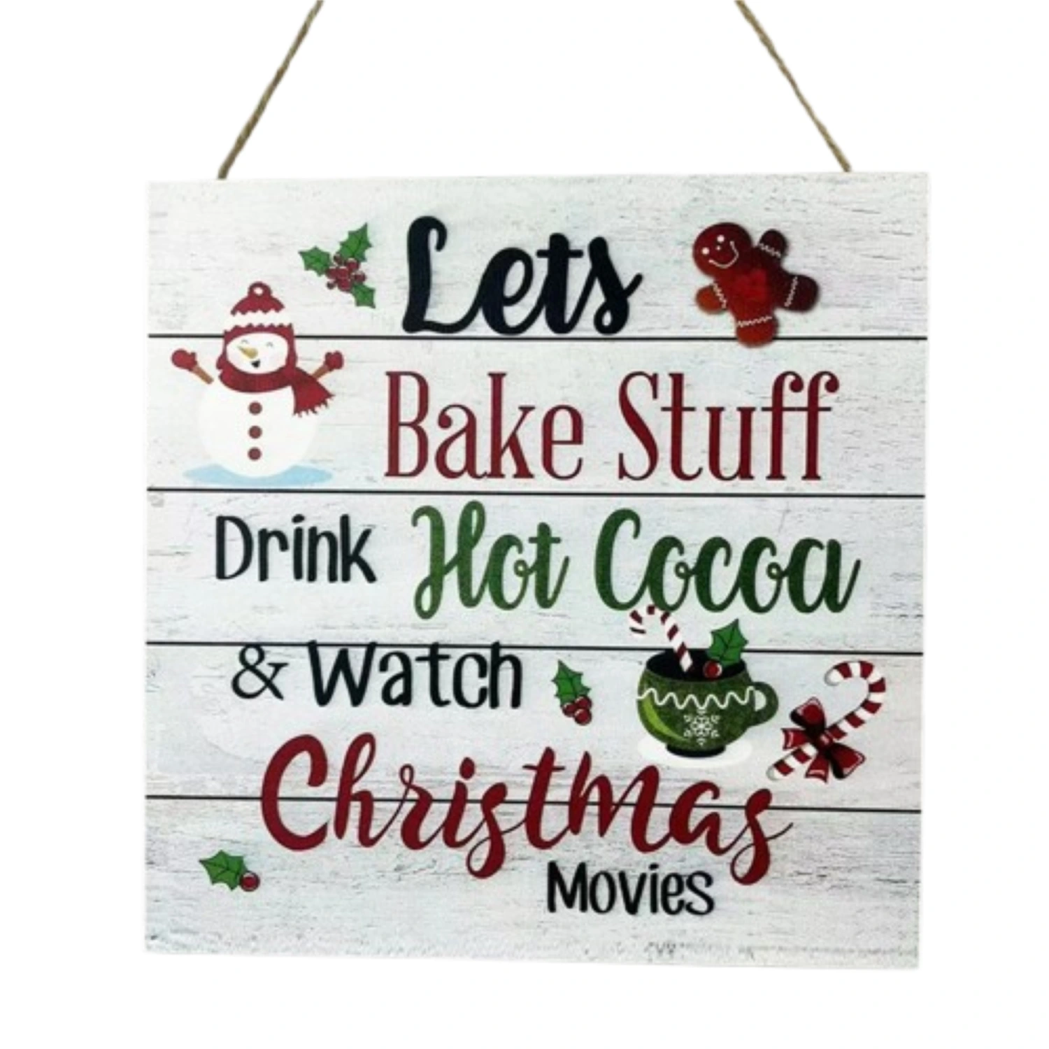 Christmas Hanging Sign Letter Snowman/Coffee Wooden Party Door Decor