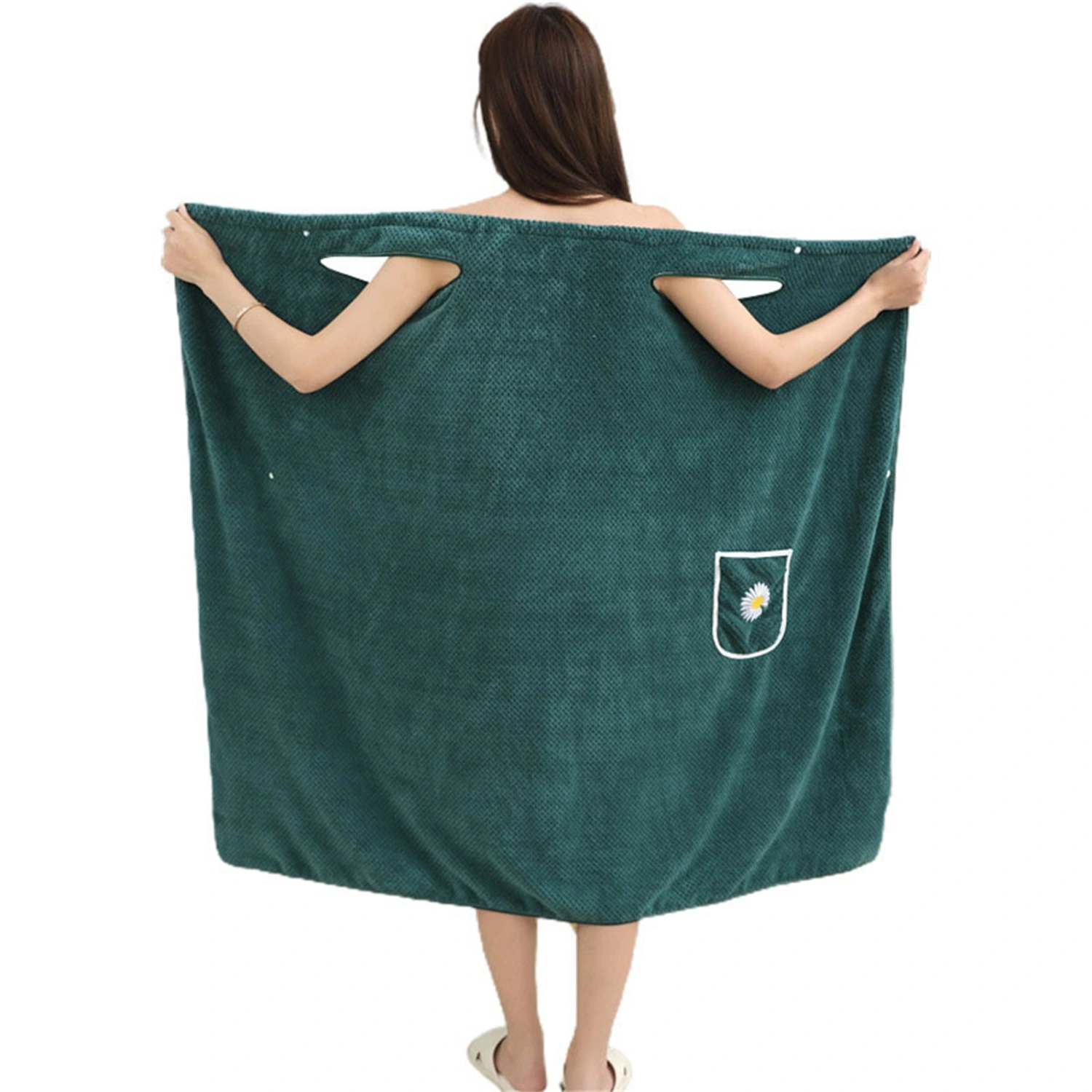 Women's Long Towel Dress Square Neck Elastic Suspender Bath Robe