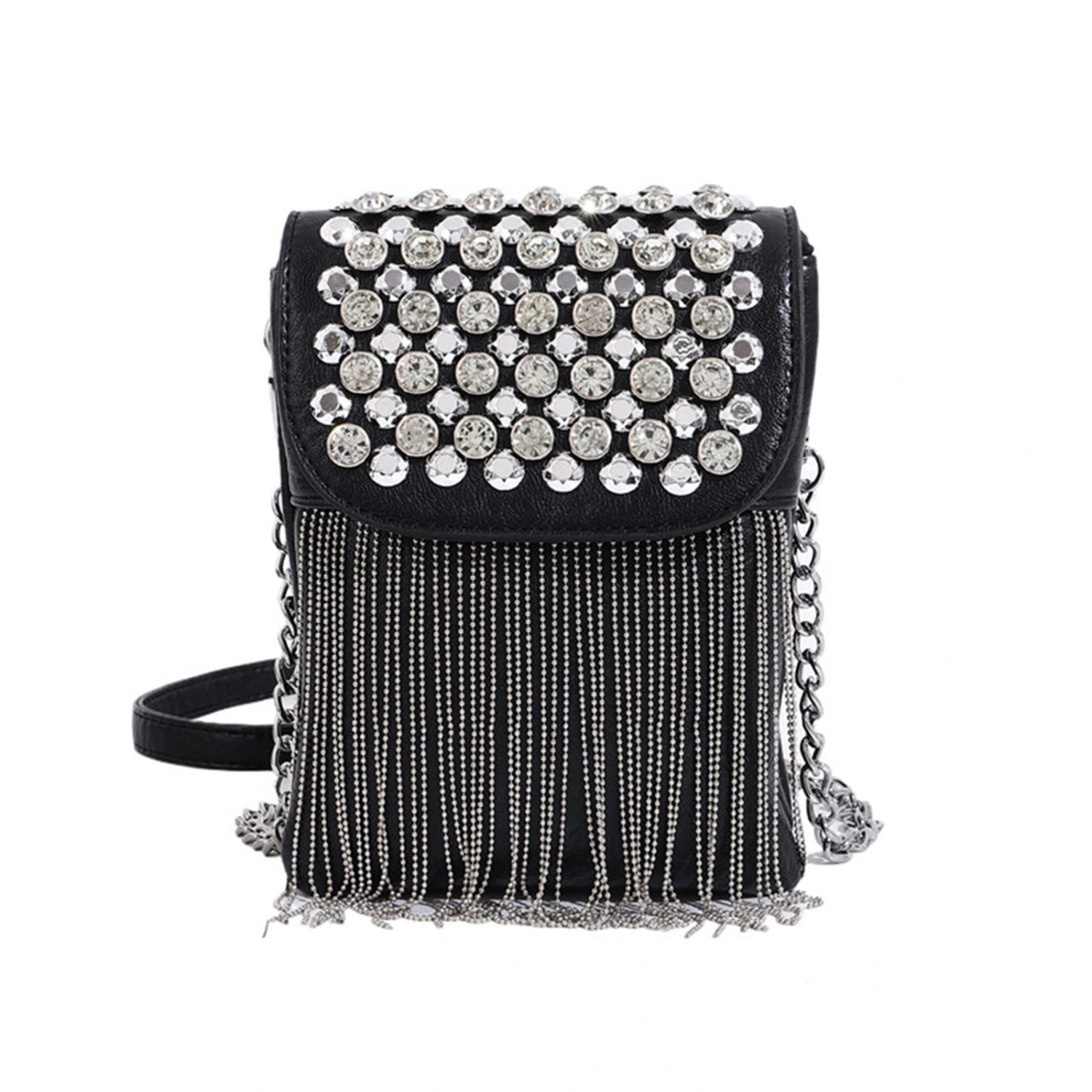 Women Crossbody Bag with Magnetic Buckle Rivet Tassel Shoulder Bag