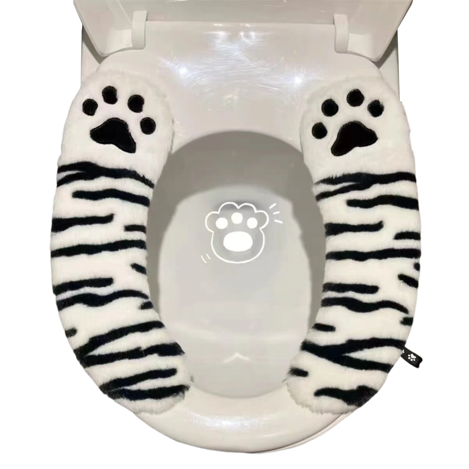 Toilet Seat Cover Lifter Bear Paw Warmer Washable Toilet Cover Pads