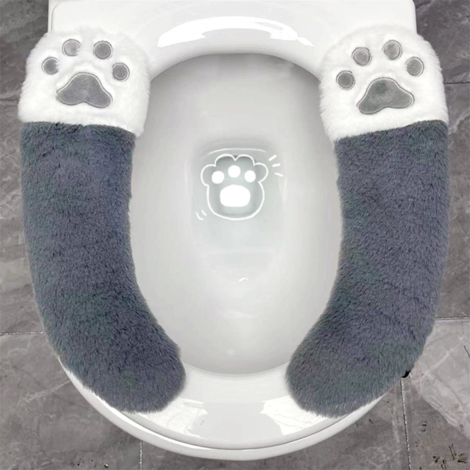 Toilet Seat Cover Lifter Bear Paw Warmer Washable Toilet Cover Pads