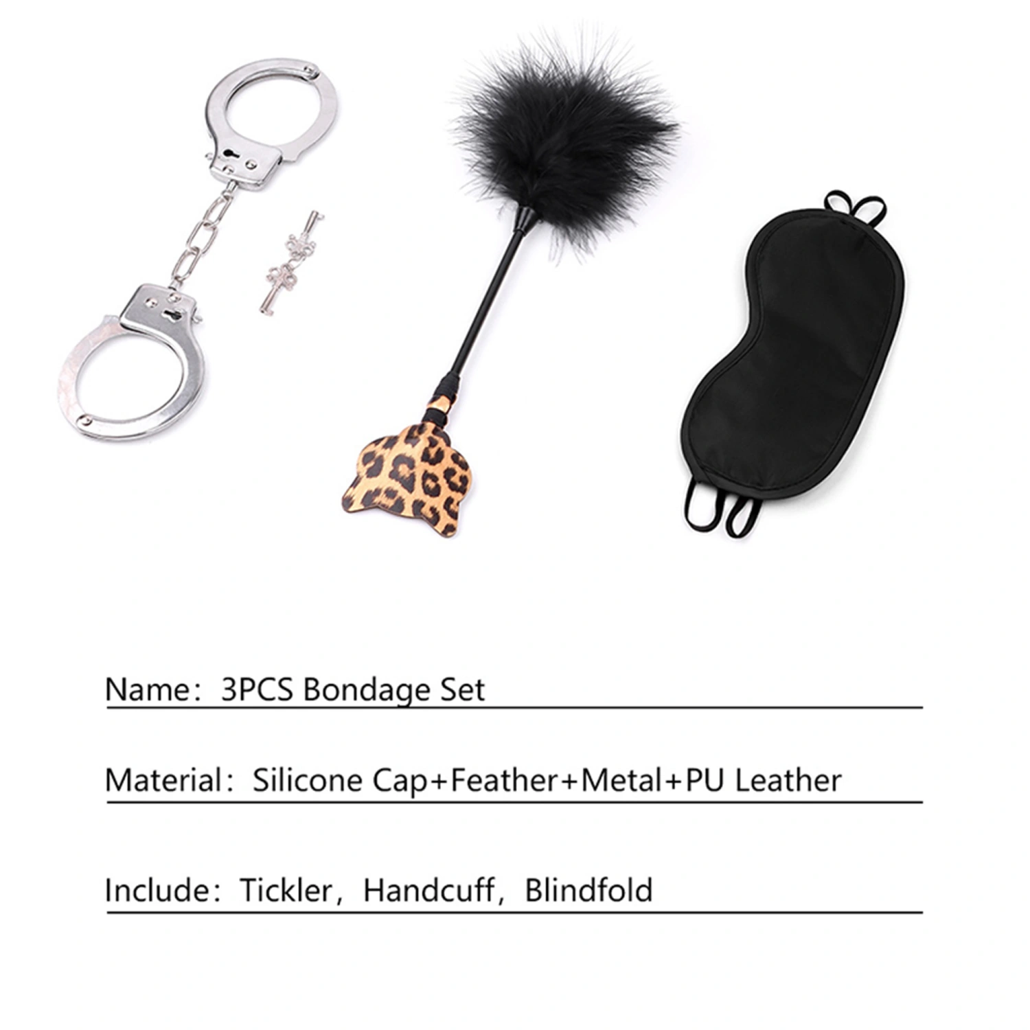 BDSM Training Set Eye Cover Handcuffs Feather Tickler Slave Couple Toy