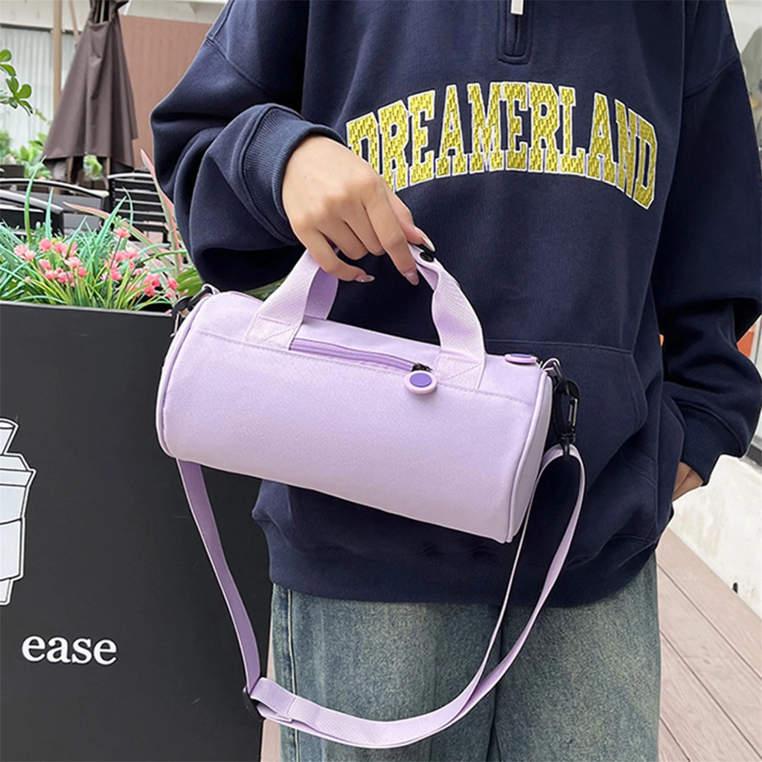 Women Crossbody Bag Lightweight Large Capacity Cylinder Shoulder Bag