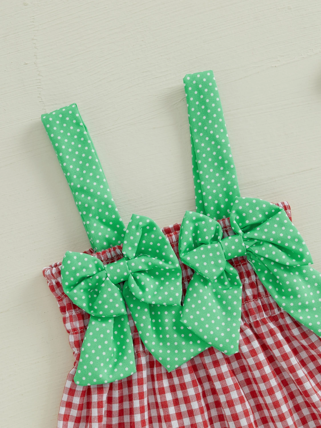 Baby Girl Slip Dress, Sweet Bow Watermelon Print Plaid Dress