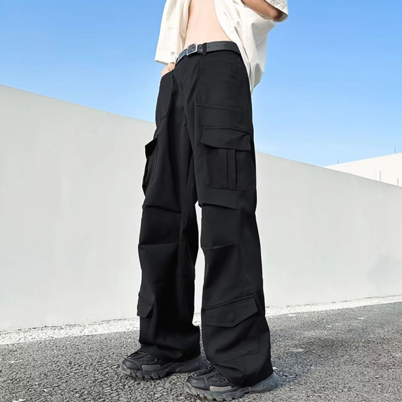 Men's Cargo Pants with Pockets Loose Trousers Casual Wide Leg Pants