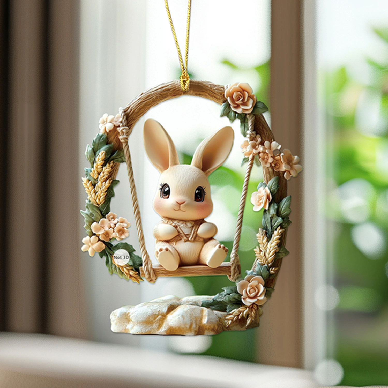 Easter Bunny Ornament Cartoon Keychain Cute Car Mirror Hanging Pendant