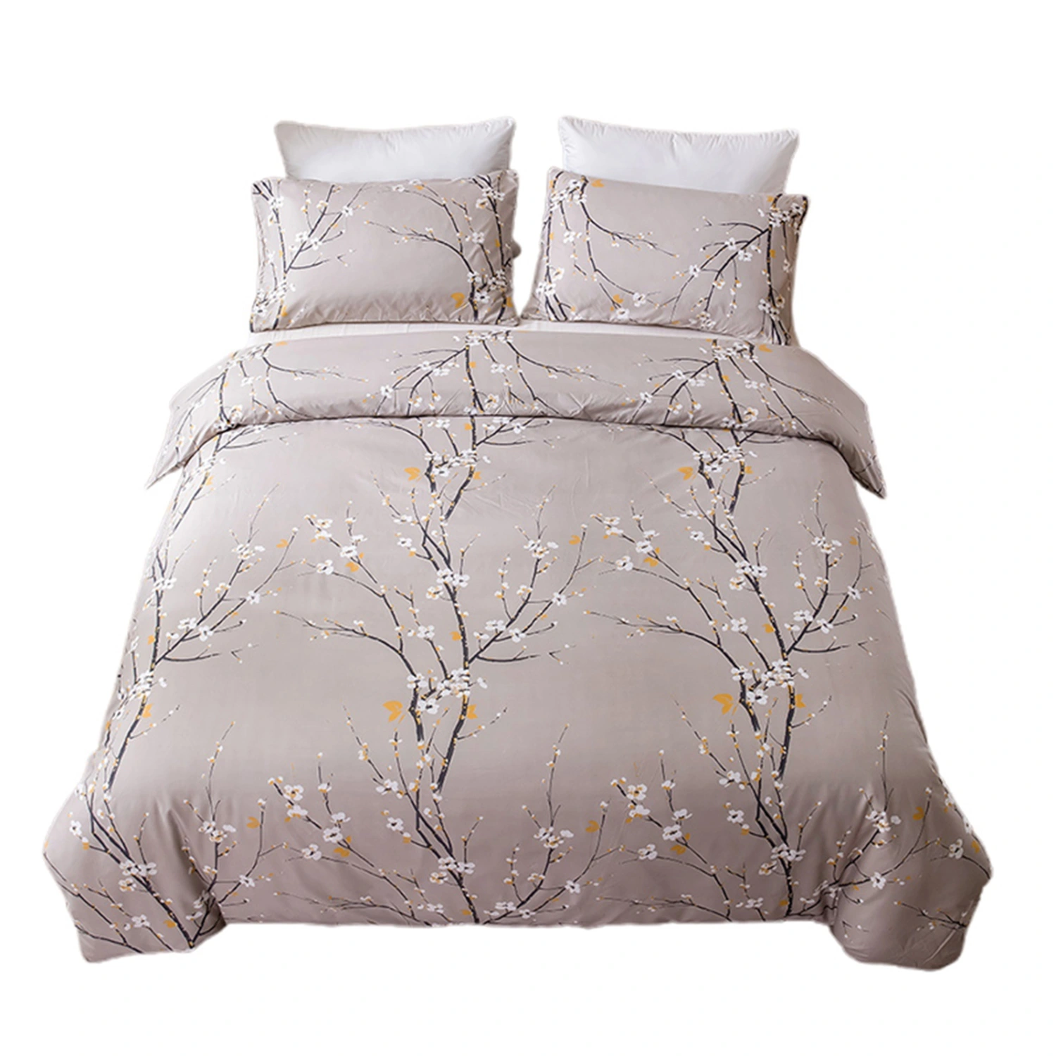 Duvet Cover Set Plum Blossom Print Down Comforter Cover Pillow Shams