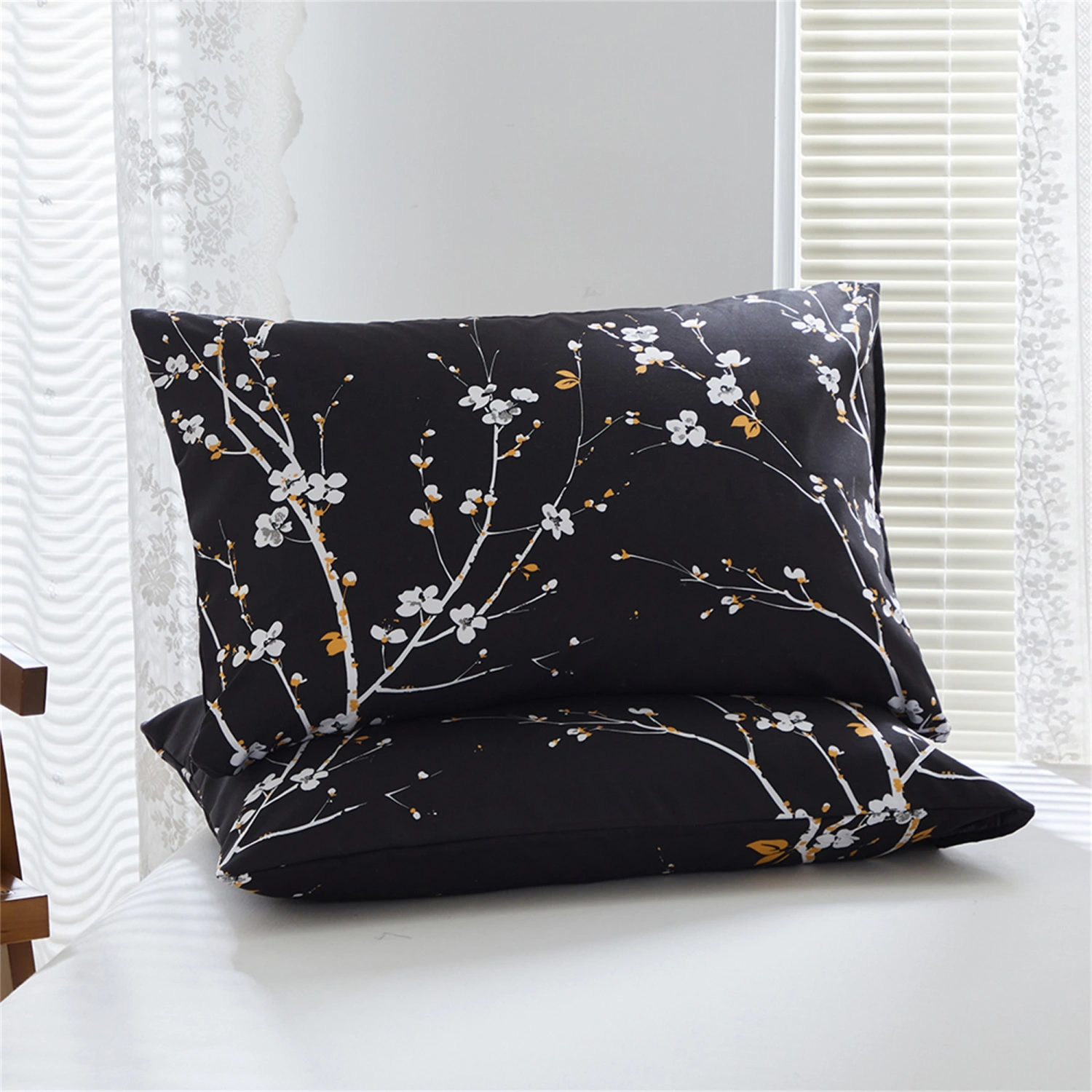 Duvet Cover Set Plum Blossom Print Down Comforter Cover Pillow Shams