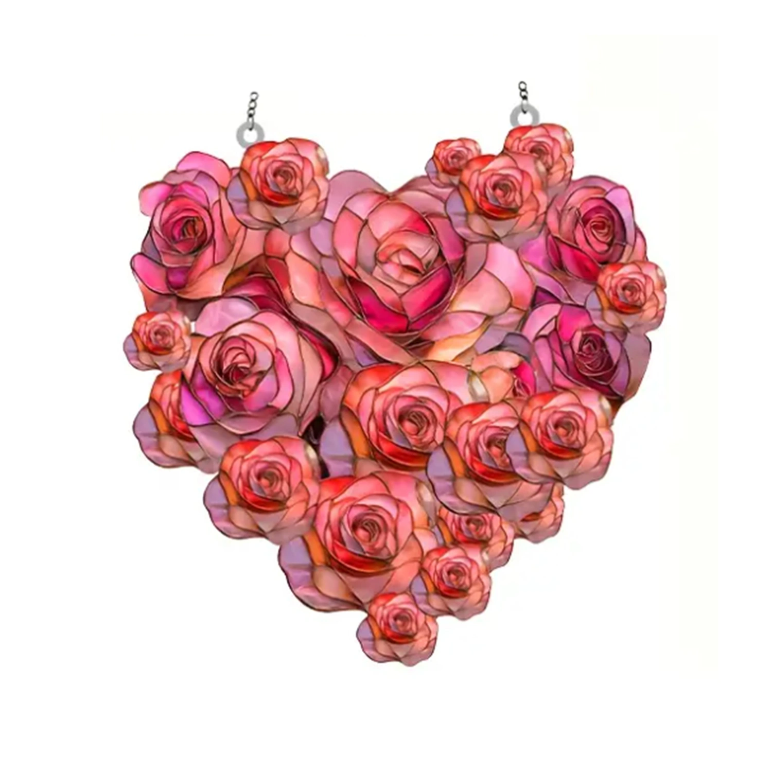 Rose Heart Shaped Hanging Sign Valentine's Day Acrylic Decoration
