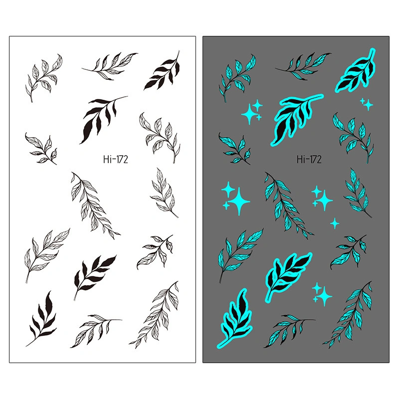 GL Luminous Temporary Tattoos Glow In The Dark Flower Leaf Tattoos