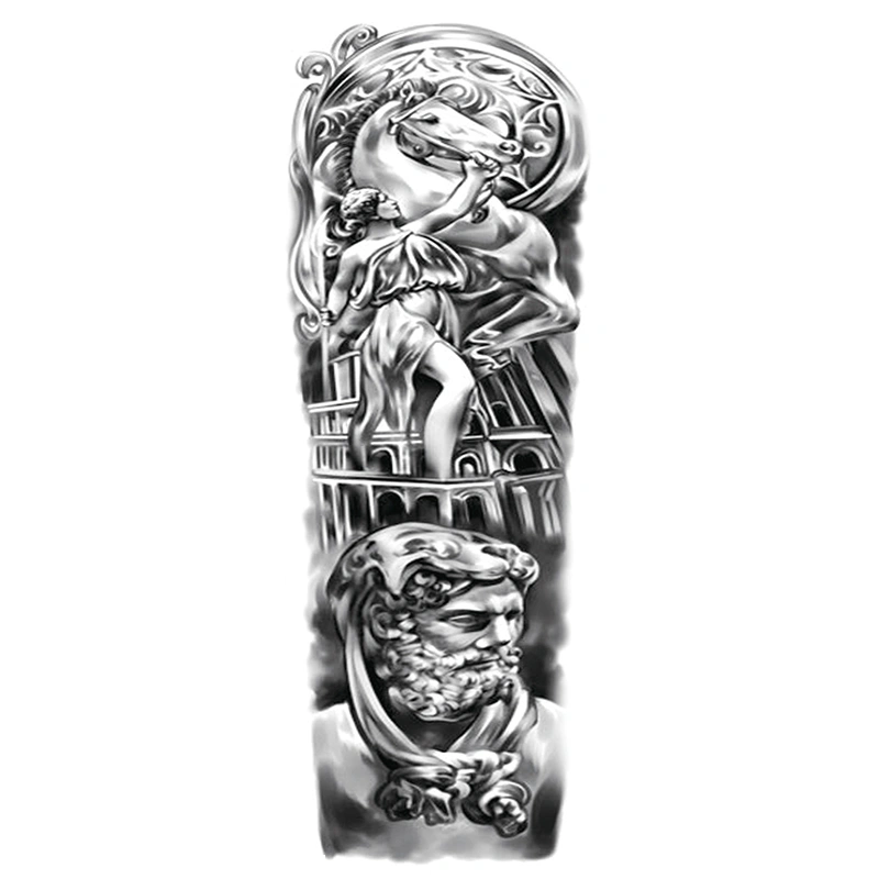 【GL】Black Temporary Tattoos Full Arm Christian Church Tattoo Stickers