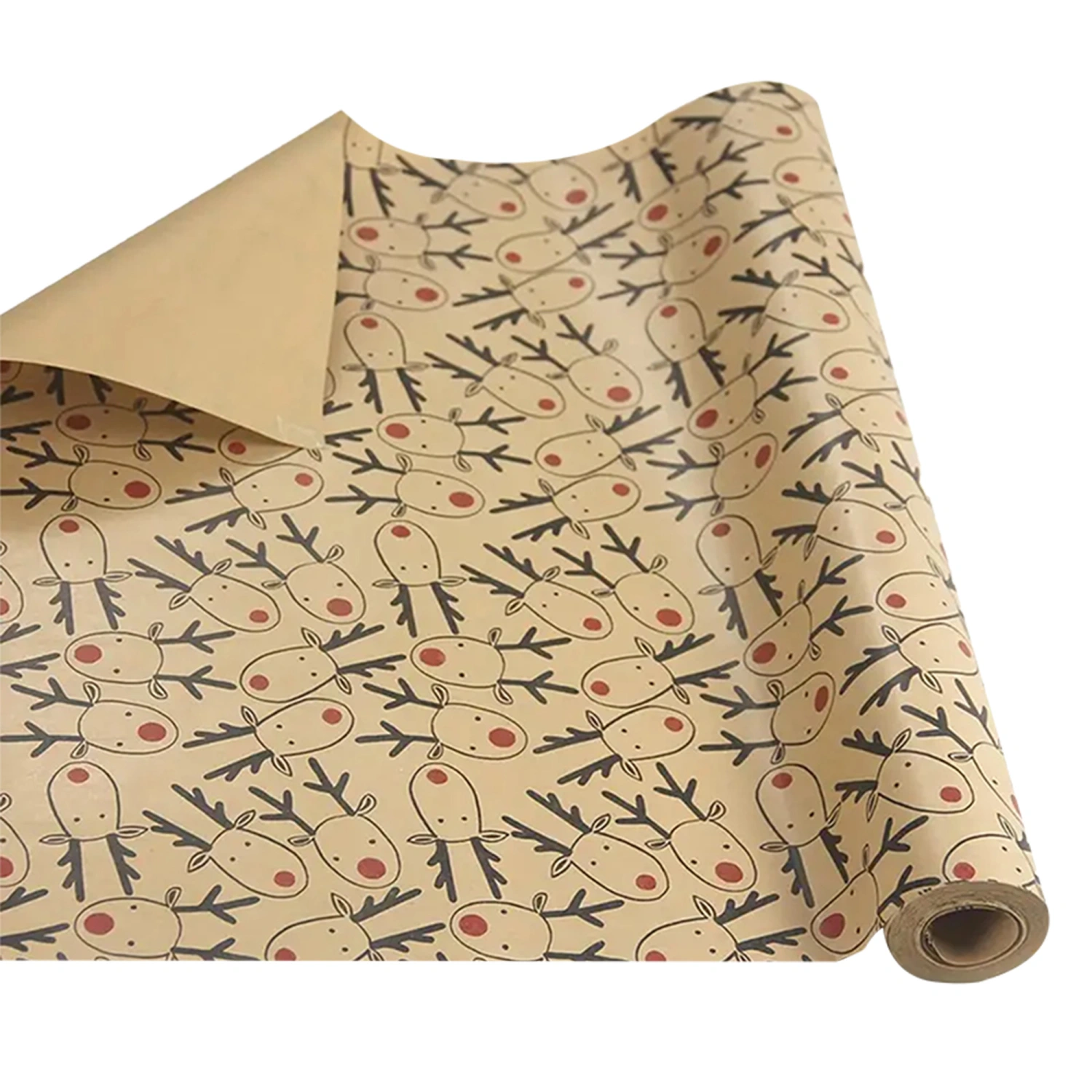 Christmas Wrapping Papers Kraft Paper Reindeer Print Present Wrap Roll