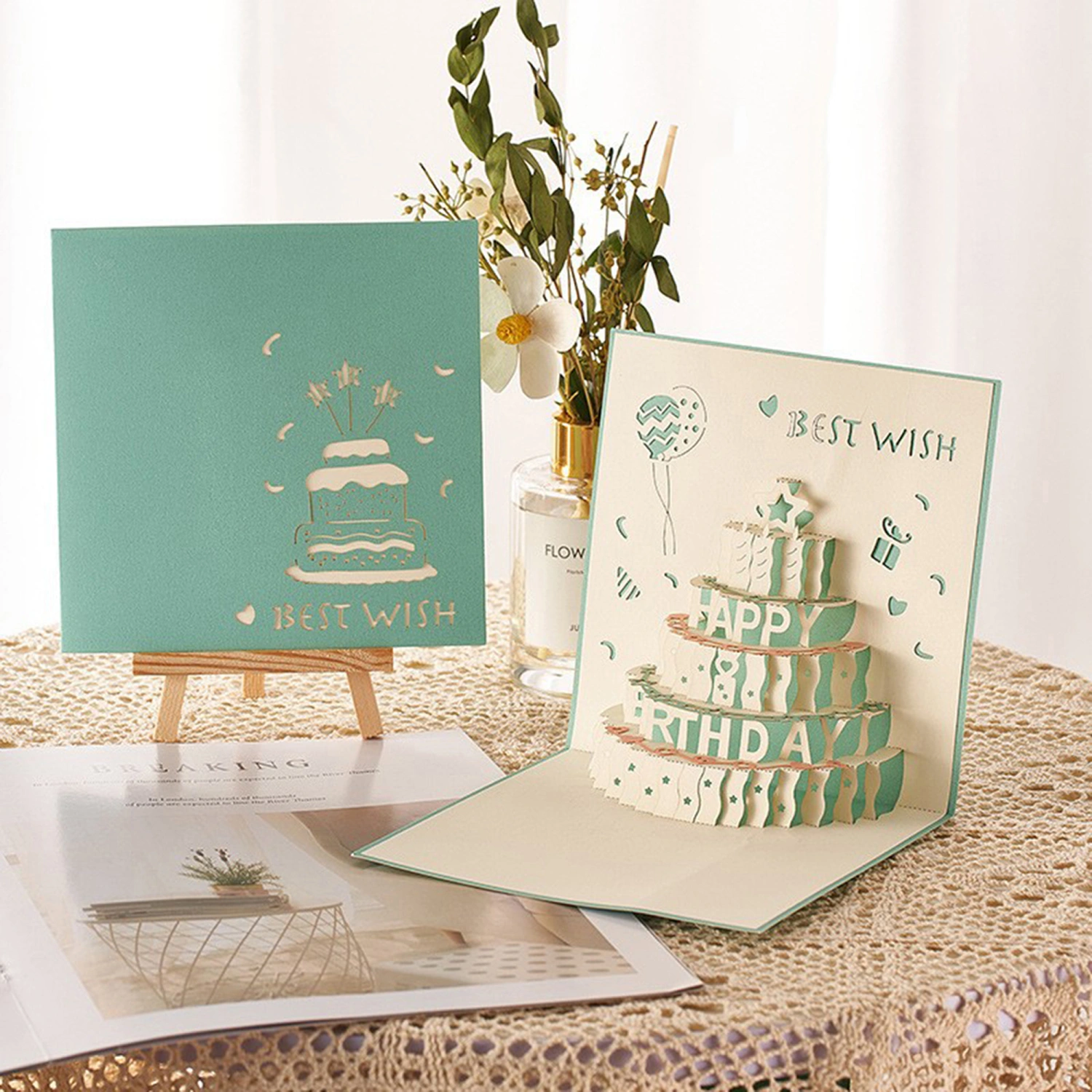 Light-up Birthday Cards Popping Up Cake Birthday Greeting Cards